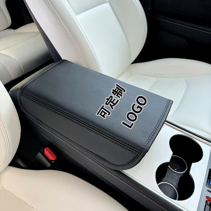 Suitable for Tesla Huanxin Amazon leather car central Model3/y armrest box protective cover armrest pad - image 2