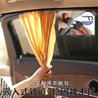 Car sunshade curtain embedded slide rail car window curtain heat insulation sunscreen shade car sleeping privacy curtain universal - image 2