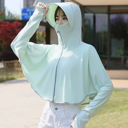Women's 2025 New Summer Ice Silk Jacket Sunscreen Cardigan Cycling Electric Car UV Protection - image 2