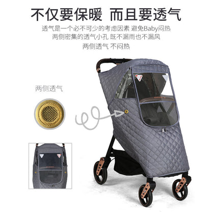 Baby Stroller Windproof Cover Rain Cover Universal Stroller Cover Warm Winter Baby Kidsren's Umbrella Stroller Windshield and Cold Protection Cover - image 1