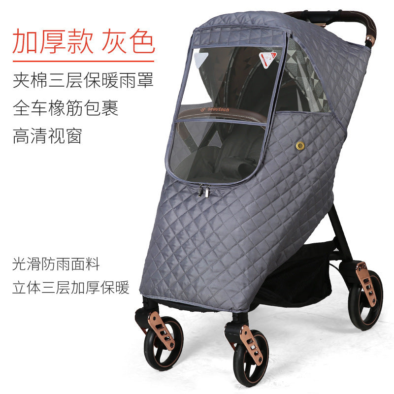 Baby Stroller Windproof Cover Rain Cover Universal Stroller Cover Warm Winter Baby Kidsren's Umbrella Stroller Windshield and Cold Protection Cover - image 3