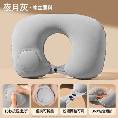 Inflatable U-shaped Pillow Factory Travel Portable Neck Pillow Car Aircraft Press Type Inflatable Pillow Neck Pillow - image 2