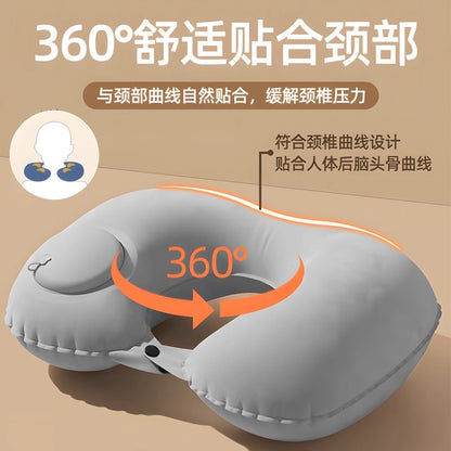 Inflatable U-shaped Pillow Factory Travel Portable Neck Pillow Car Aircraft Press Type Inflatable Pillow Neck Pillow - image 3