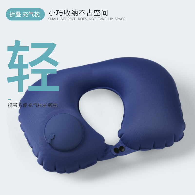 Inflatable U-shaped Pillow Factory Travel Portable Neck Pillow Car Aircraft Press Type Inflatable Pillow Neck Pillow - image 4