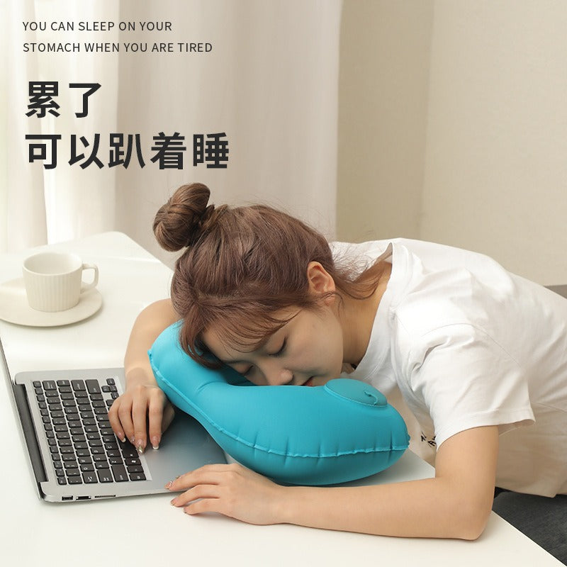 Travel Inflatable Pillow, Flocked Press-On Neck Pillow, Rest Pillow for Car and Airplane, Anti-Stiff Neck Pillow, Foldable and Pressure-Reducing Cervical Spine - image 3