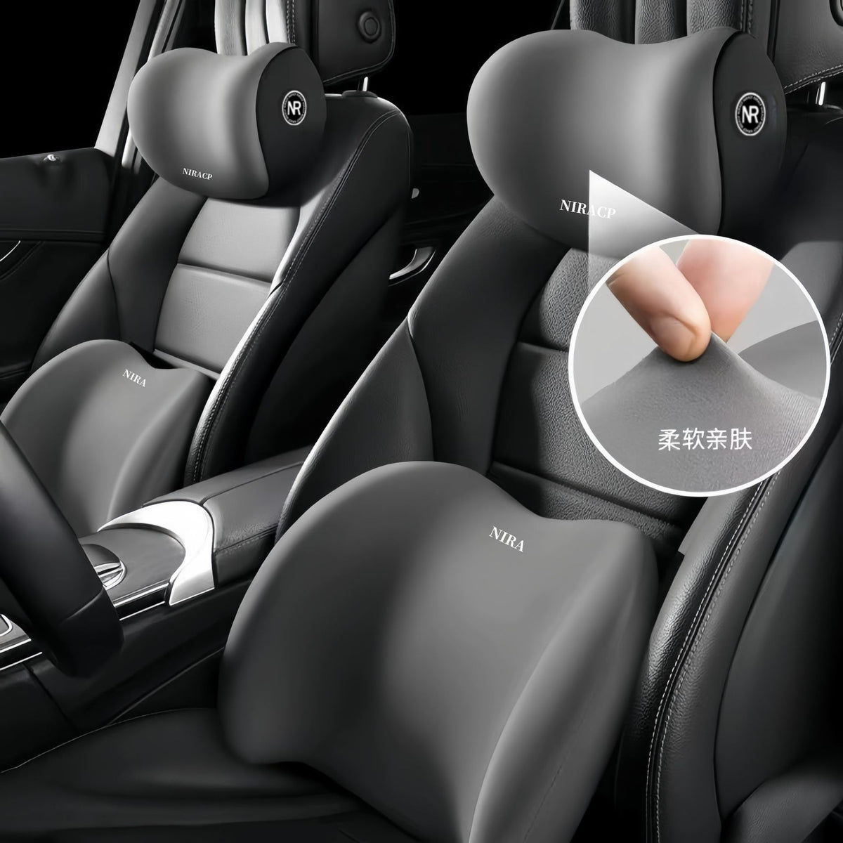 Car Lumbar Headrest Car Lumbar Cushion Driving Seat Backrest Artifact Car Cushion Head Pillow Waist Protection Pillow - image 4