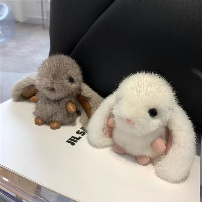 Wholesale cross-border cute exquisite mink plush rabbit pendant car keychain bag pendant birthday gift - image 3