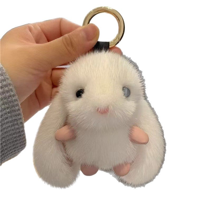 Wholesale cross-border cute exquisite mink plush rabbit pendant car keychain bag pendant birthday gift - image 5
