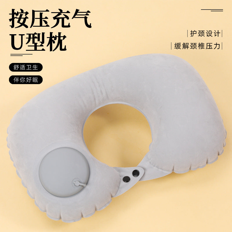 Neck Pillow U-shaped Pillow Pressing Inflatable Pillow Portable Car Aircraft Neck Protection Travel Artifact U-shaped Pillow Travel Pillow - image 1