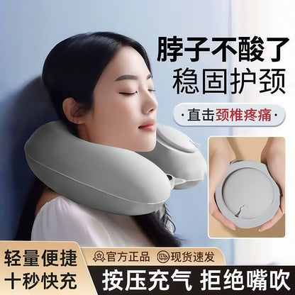 Neck Pillow U-shaped Pillow Pressing Inflatable Pillow Portable Car Aircraft Neck Protection Travel Artifact U-shaped Pillow Travel Pillow - image 4