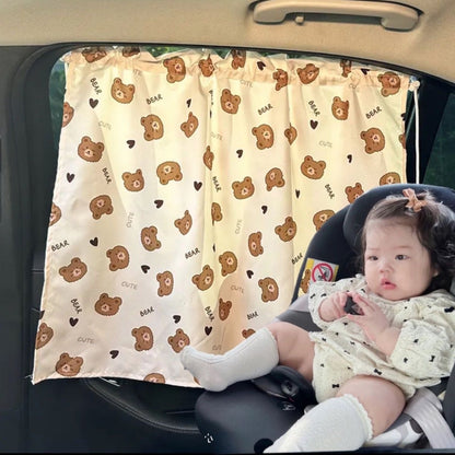 Ins Car Sunshade Window Sun Protection Suction Cup Curtain Car Side Shield Kidsren's Sun Protection Curtain Sunshade Curtain - image 3