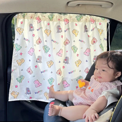 Ins Car Sunshade Window Sun Protection Suction Cup Curtain Car Side Shield Kidsren's Sun Protection Curtain Sunshade Curtain - image 4