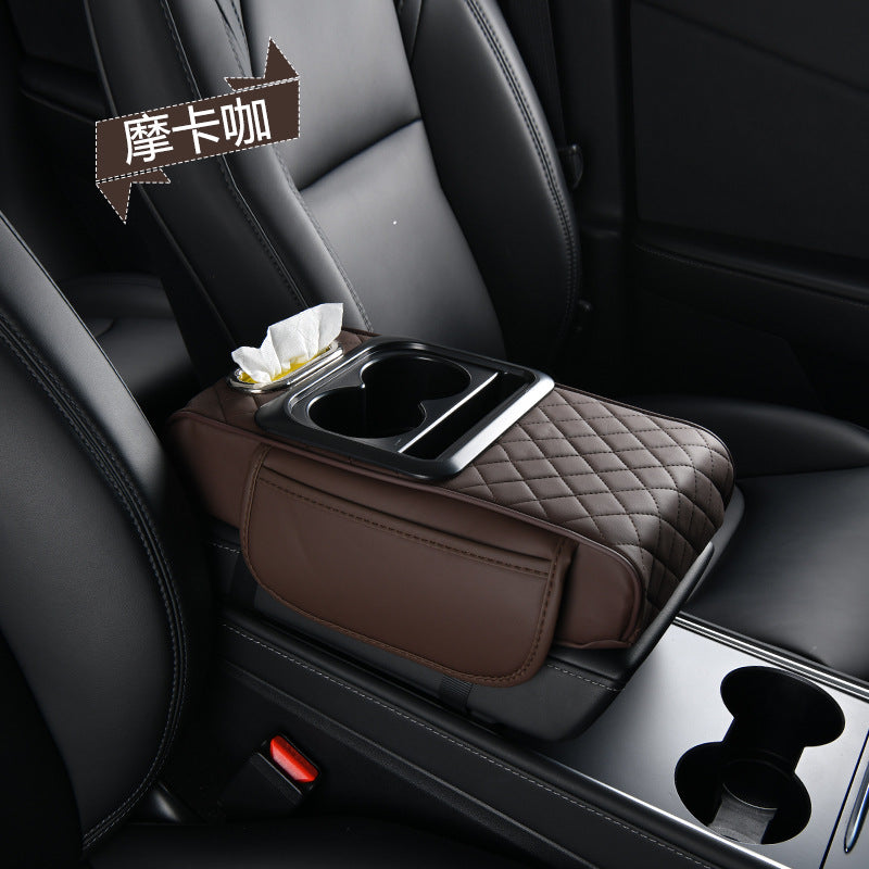 Car Armrest Box Heightening Pad, Central Armrest Box, Multifunctional Four-In-One Car Tissue Box, Water Cup Holder, Storage - image 4