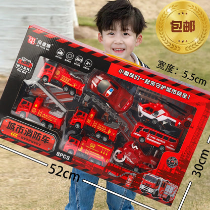 Free shipping engineering car suit toy fire model back force inertia car boys kindergarten students small gifts wholesale - image 1