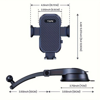 Topk D46 Car Mobile Phone Holder In-Car Car Suction Cup Universal Navigation Car Hook Mobile Phone Holder - image 4