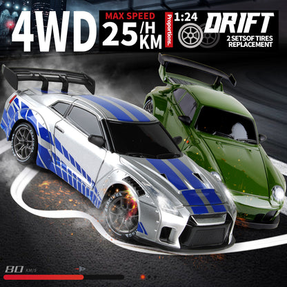 New Wenbeifeng 1:24Rc Full Scale Throttle Steering Gyroscope Drift Car Four-Wheel Drive High-Speed Remote Control Car Toy - image 2