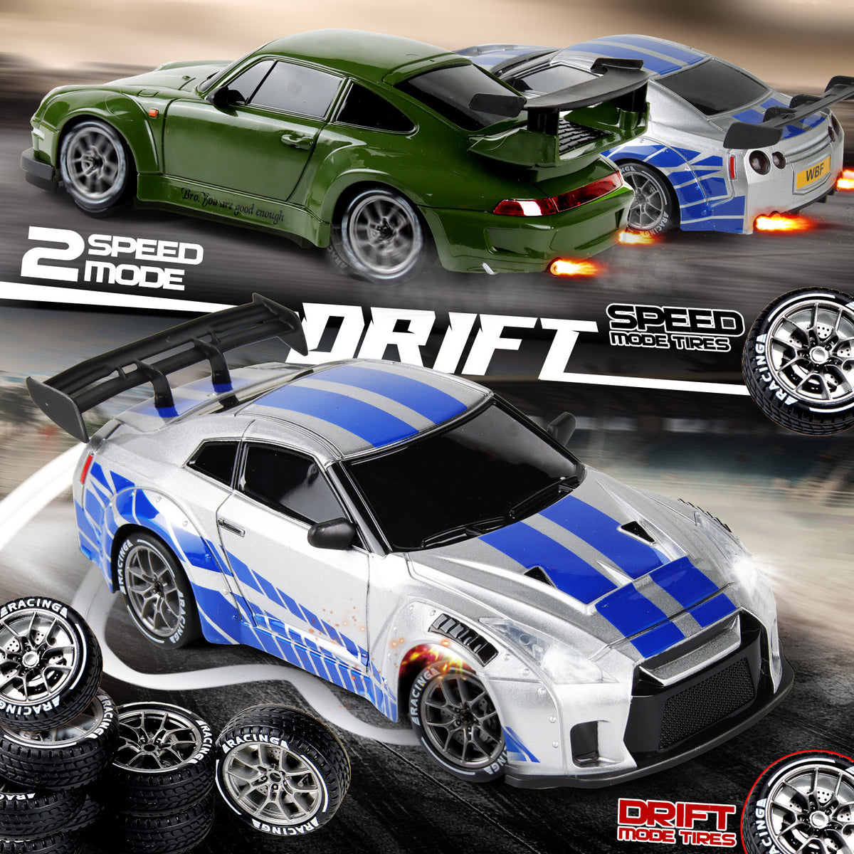 New Wenbeifeng 1:24Rc Full Scale Throttle Steering Gyroscope Drift Car Four-Wheel Drive High-Speed Remote Control Car Toy - image 3
