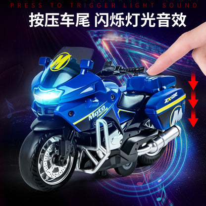 Simulated Iron Horse Motorcycle Toy Boy Birthday Gift Sound and Light Cool Motorcycle Inertial Alloy Car Model Wholesale - image 3