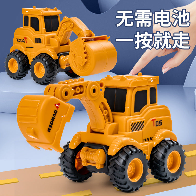 Children's Press-And-Go Inertia-Powered Engineering Excavator Toy Car Plastic Bulldozer Kids' Toy Gift Wholesale - image 1