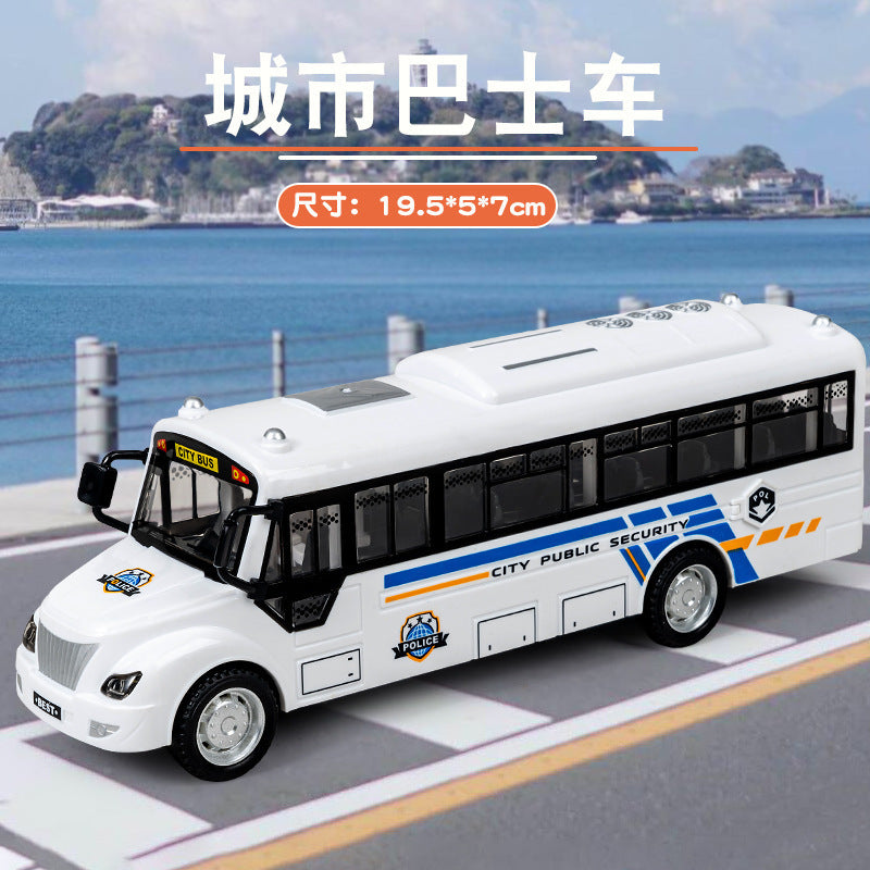 Children's School Bus Toy with Sound and Light, Special Police Bus Model, Inertia Toy Car, City Bus Children's Toy - image 3