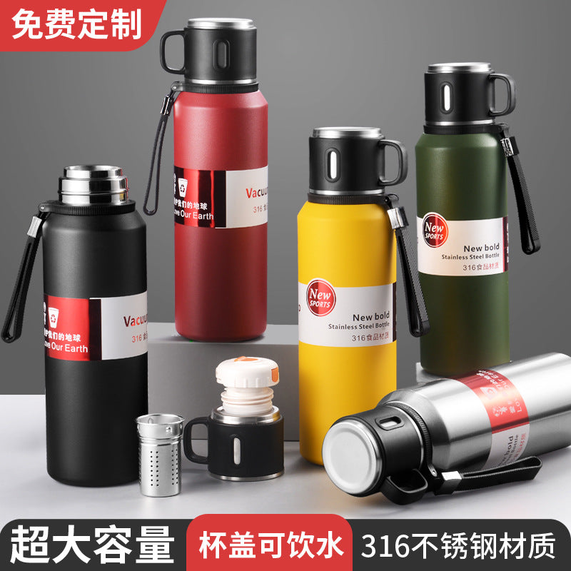 316 Stainless Steel Thermos Cup Tea Water Separation Large Capacity Outdoor Thermos Water Kettle Portable Travel Tea Cup Car - image 1