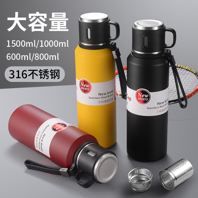 316 Stainless Steel Thermos Cup Tea Water Separation Large Capacity Outdoor Thermos Water Kettle Portable Travel Tea Cup Car - image 2