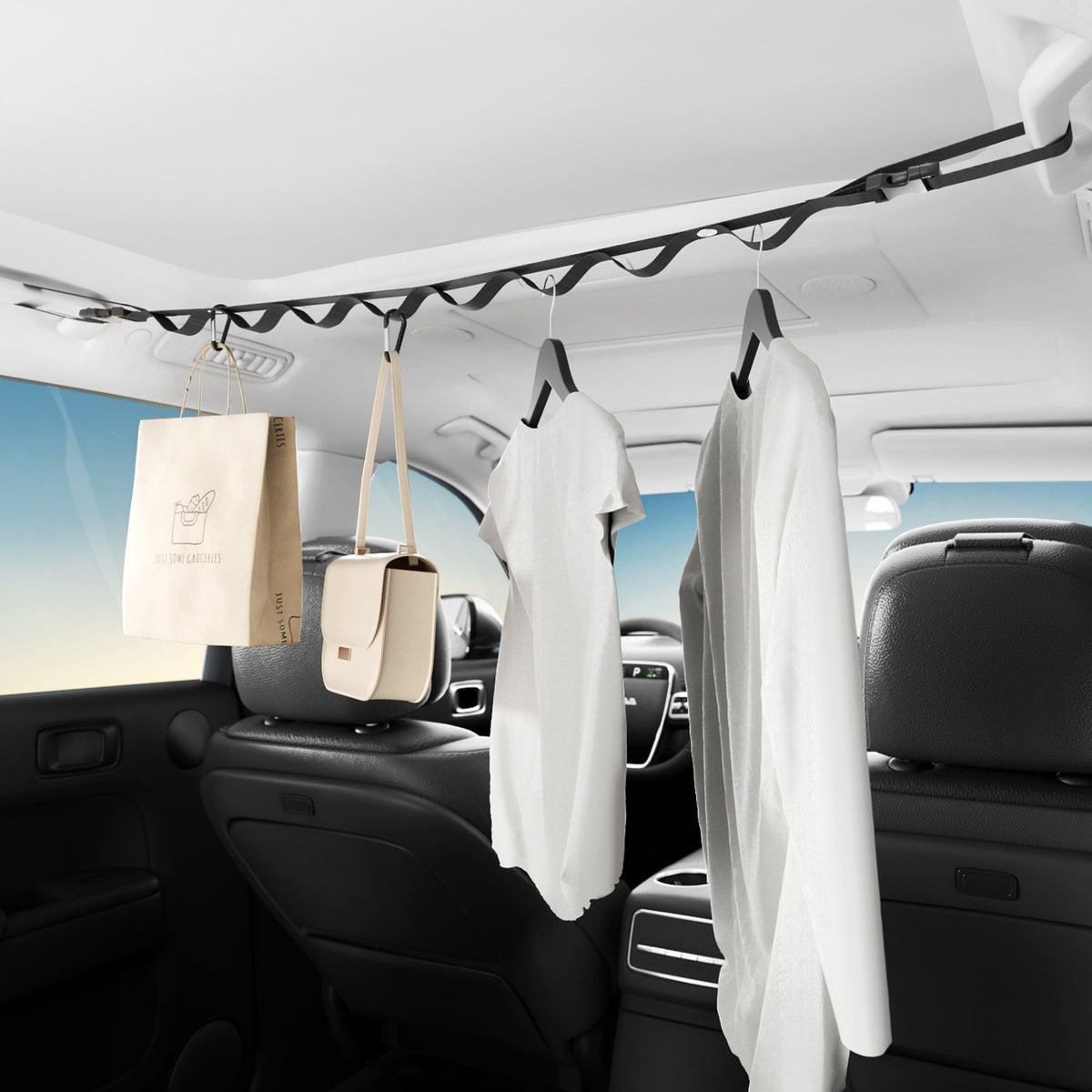 Car Clothesline Multifunctional Hanging Clothes Rack for Rear Seat Storage and Fixing Hook Clothes Rack - image 3