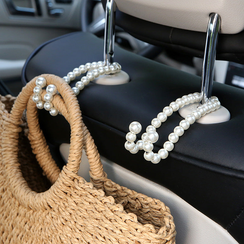 Amazon Cross-Border New Boutique Pearl Car Hook Stainless Steel Car Multi-Function Seat Back Hook for Women - image 2