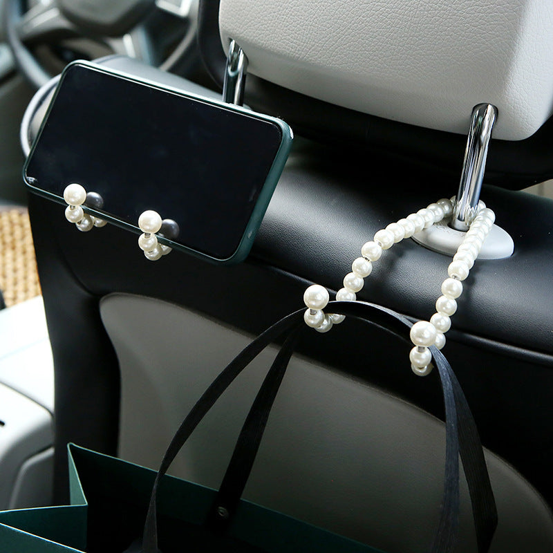 Amazon Cross-Border New Boutique Pearl Car Hook Stainless Steel Car Multi-Function Seat Back Hook for Women - image 3