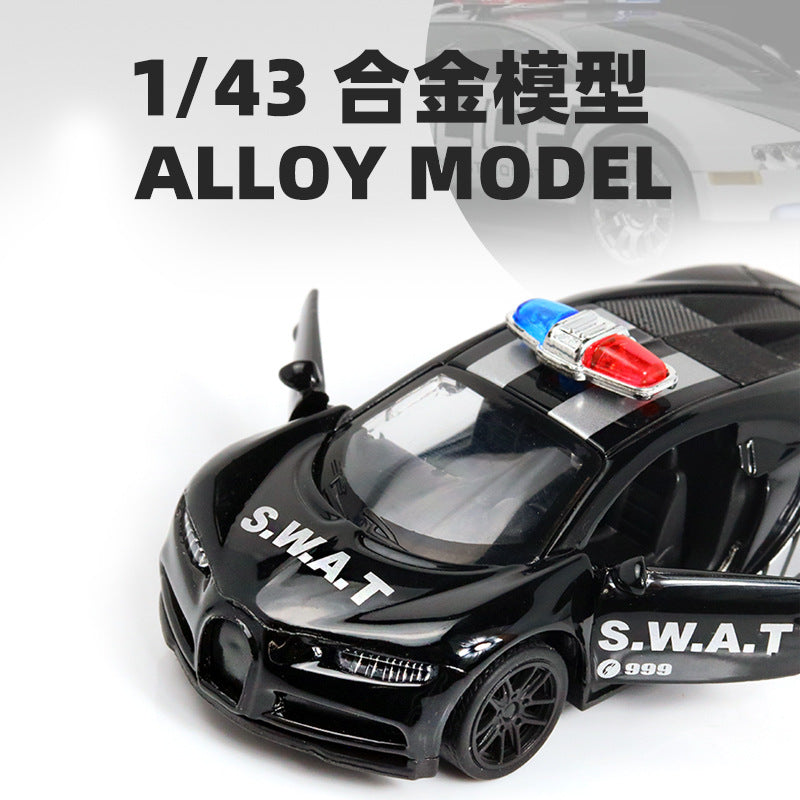 Bagged 1:43 Police Car Alloy Car Model Kidsren's Metal Car Toy Can Open the Door and Pull Back the Ornaments - image 2