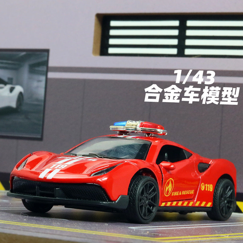 Bagged 1:43 Police Car Alloy Car Model Kidsren's Metal Car Toy Can Open the Door and Pull Back the Ornaments - image 3