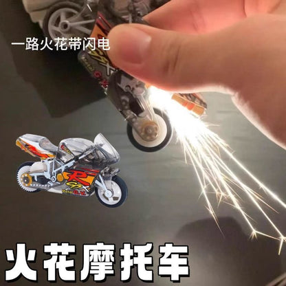 Spark Motorcycle Cool Stunt Flintstone Inertia Motorcycle Pull Back Sliding Motorcycle Mini Simulation Explosion Handsome Toy - image 1