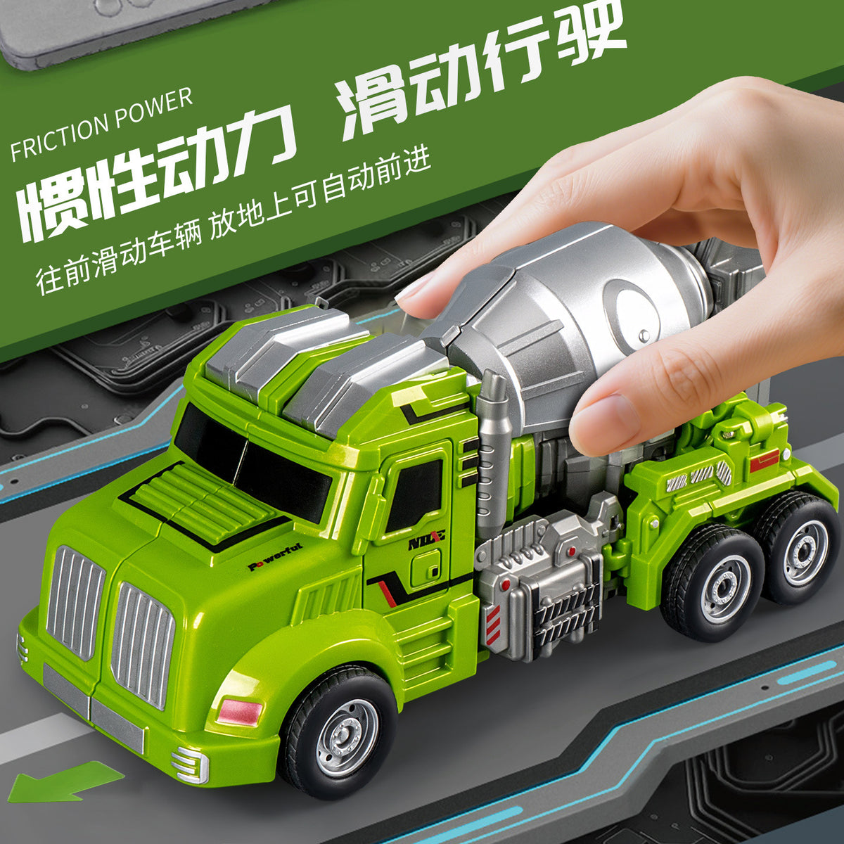 Simulation Inertia Truck Engineering Vehicle Model Cool Mixer Truck Transforming Robot Boy Gift Children's Toy - image 4