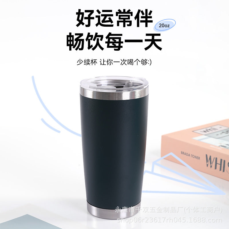 Cross-Border 20oz Spray Plastic Car Cup 304 Stainless Steel Double-Layer Insulated Cup Large Capacity Vacuum Portable Ice Cup - image 2