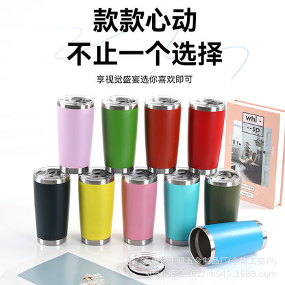 Cross-Border 20oz Spray Plastic Car Cup 304 Stainless Steel Double-Layer Insulated Cup Large Capacity Vacuum Portable Ice Cup - image 4