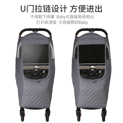 Baby Stroller Windproof Cover Rain Cover Universal Stroller Cover Warm Winter Baby Kidsren's Umbrella Stroller Windshield and Cold Protection Cover - image 2