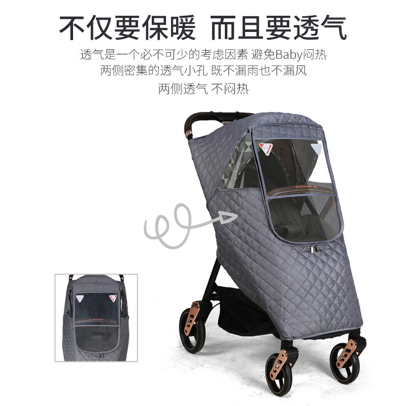 Baby Stroller Windproof Cover Rain Cover Universal Stroller Cover Warm Winter Baby Kidsren's Umbrella Stroller Windshield and Cold Protection Cover - image 3