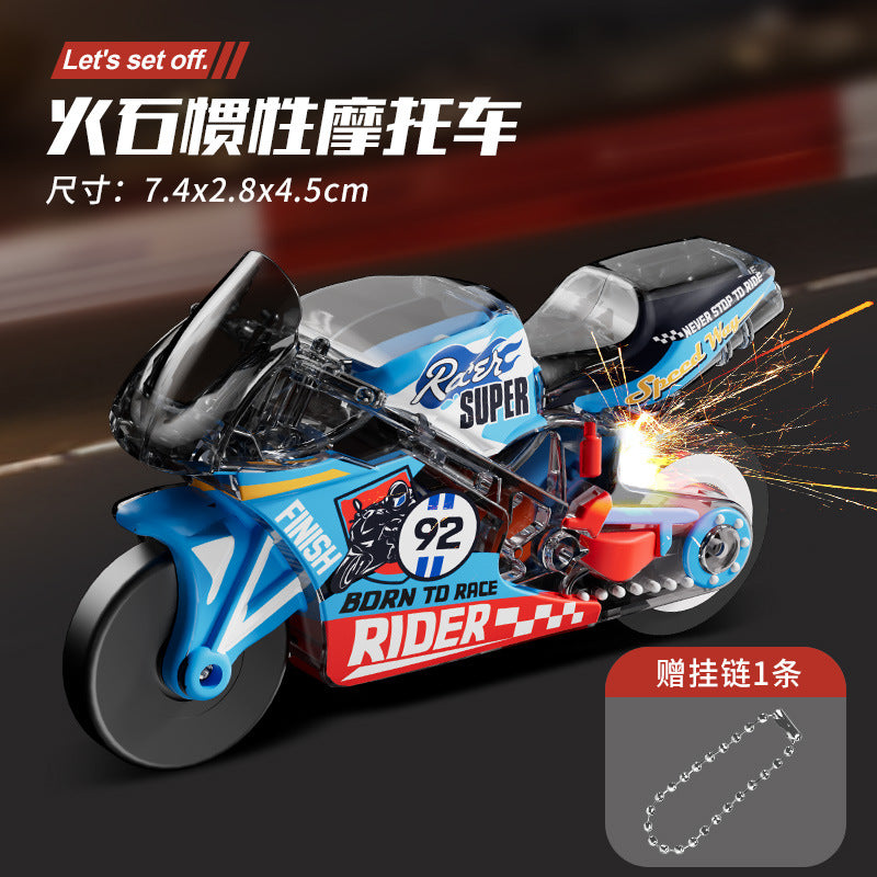 Flint Inertia Motorcycle Spark Stunt Simulation Car Keychain Decompression Spark Special Effects Boys and Girls Toys Wholesale - image 2