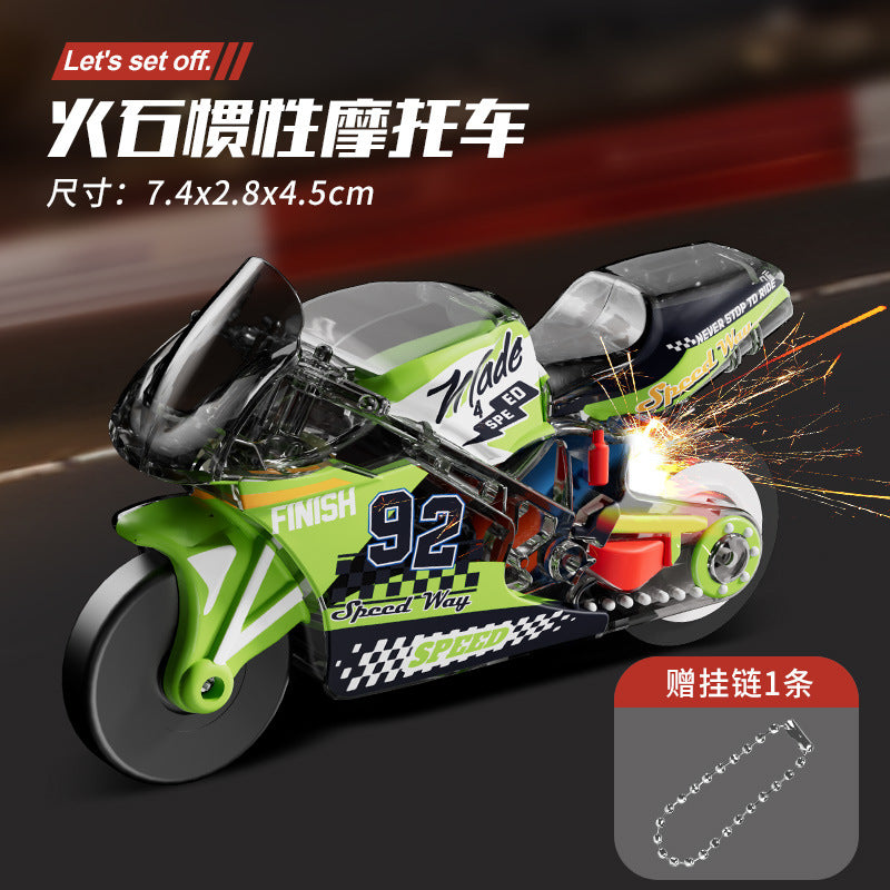 Flint Inertia Motorcycle Spark Stunt Simulation Car Keychain Decompression Spark Special Effects Boys and Girls Toys Wholesale - image 3