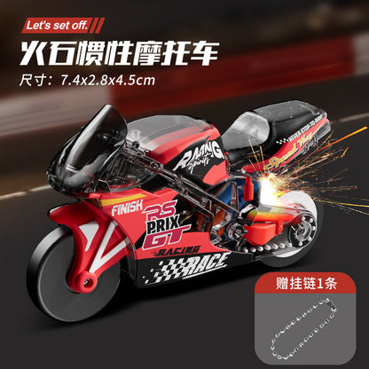 Flint Inertia Motorcycle Spark Stunt Simulation Car Keychain Decompression Spark Special Effects Boys and Girls Toys Wholesale - image 4