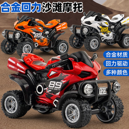 Douyin Delivers Children's Toys Boy Cartoon Car Simulation Alloy Toy Off-Road Beach Motorcycle Model - image 2