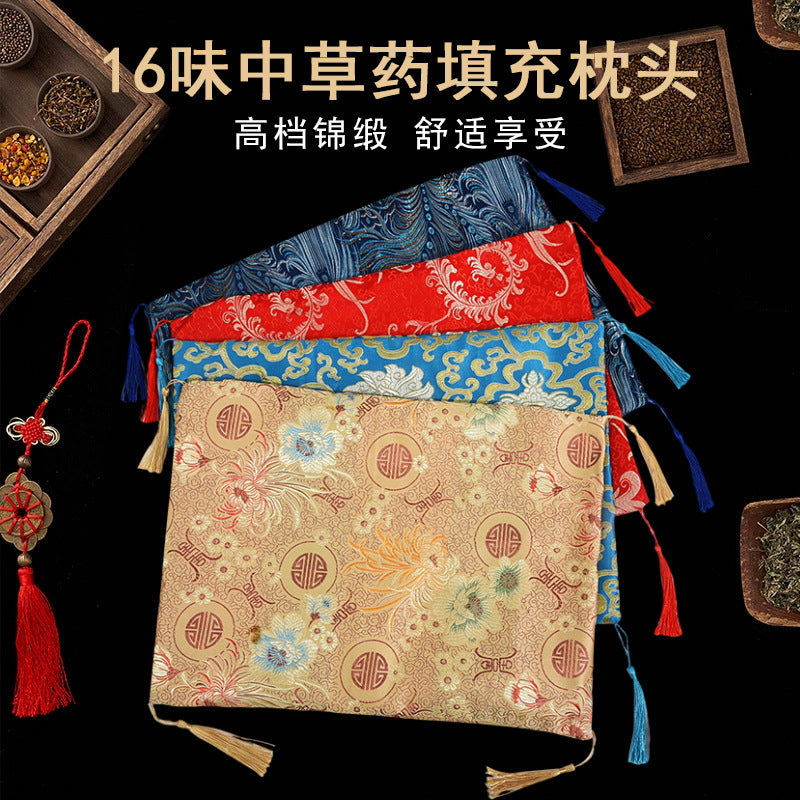 Golden Nanmu Wood Pillowcase, 16 Kinds of Chinese Herbal Medicine Brocade Fabric Filled Pillow, Car Backrest Pillowcase, Agarwood Pillowcase - image 1