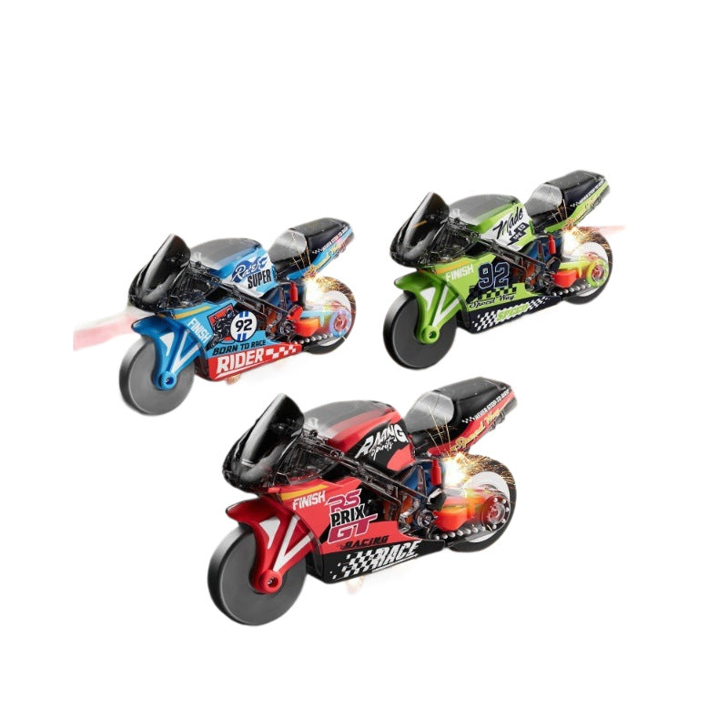 Cross-Border Flint Inertia Motorcycle Cool Stunt Simulation Car Keychain Decompression Spark Special Effects Boy Toy - image 5