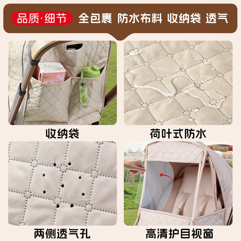 Baby Stroller Windproof Cover Rain Cover Universal Stroller Cover Warm Winter Baby Kidsren's Umbrella Stroller Windshield and Cold Protection Cover - image 2