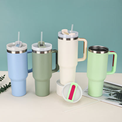 Cross-Border Second Generation 40oz Car Cup 304 Stainless Steel Vacuum Insulated Cup Large Capacity Handle Straw Ice Cup - image 4