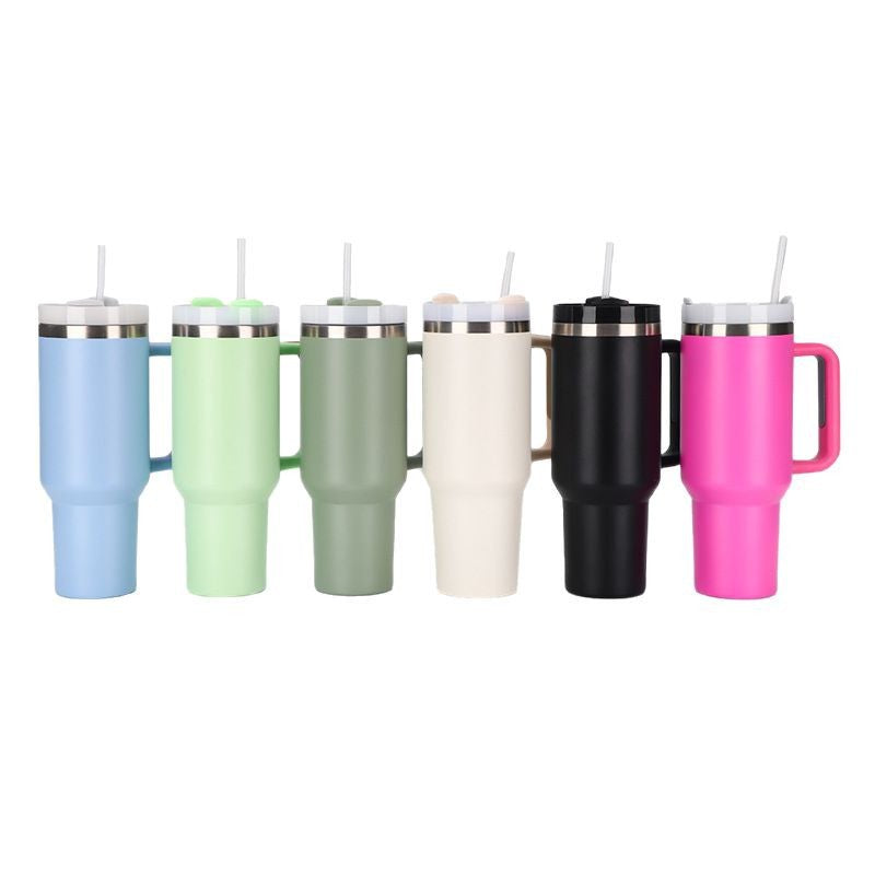 Cross-Border Second Generation 40oz Car Cup 304 Stainless Steel Vacuum Insulated Cup Large Capacity Handle Straw Ice Cup - image 5