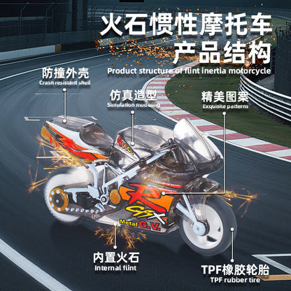 Tiktok Popular Flintstone Motorcycle Cool Stunt Motorcycle Mini Inertia Pull-Back Motorcycle Racing Boy Toy - image 2