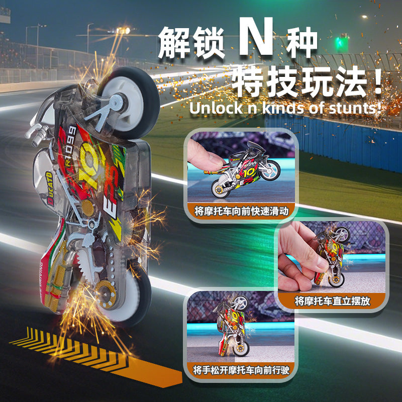 Tiktok Popular Flintstone Motorcycle Cool Stunt Motorcycle Mini Inertia Pull-Back Motorcycle Racing Boy Toy - image 3