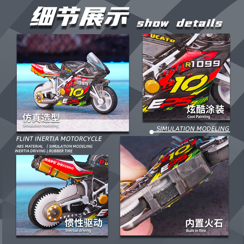 Tiktok Popular Flintstone Motorcycle Cool Stunt Motorcycle Mini Inertia Pull-Back Motorcycle Racing Boy Toy - image 4