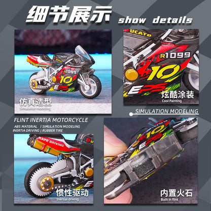Tiktok Popular Flintstone Motorcycle Cool Stunt Motorcycle Mini Inertia Pull-Back Motorcycle Racing Boy Toy - image 4